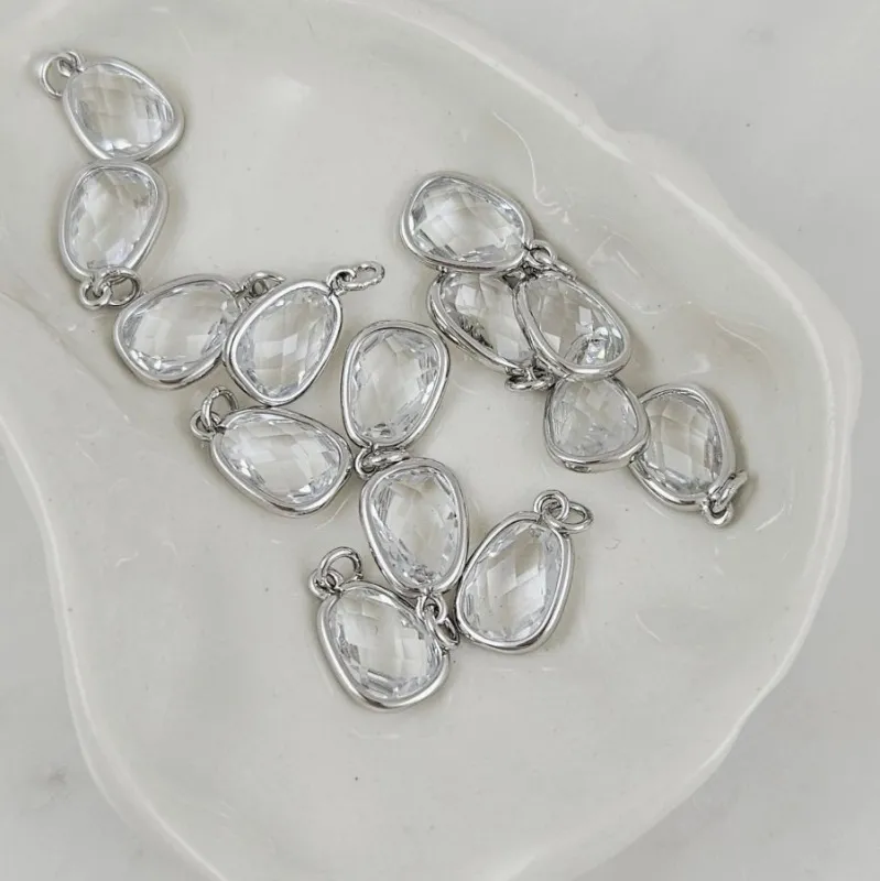 Подвеска Капля с кристаллом 13.3х8.5 мм родиевое покрытие (10190-Р) купить с доставкой по России | Интернет-магазин Viva Beads