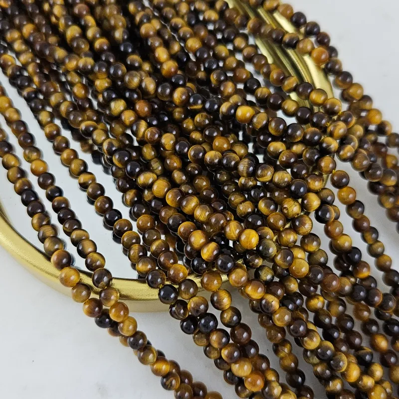 Нить 19 см Тигровый глаз натуральный ок. 4 мм, бусины гладкий шар (1002-4) для бижутерии купить с доставкой по России | Интернет‑магазин Viva Beads
