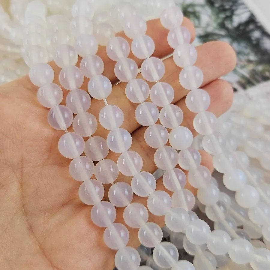 Нить 38 см Агат белый ок. 8 мм бусины гладкий шар (7255-8) для бижутерии купить с доставкой по России | Интернет‑магазин Viva Beads
