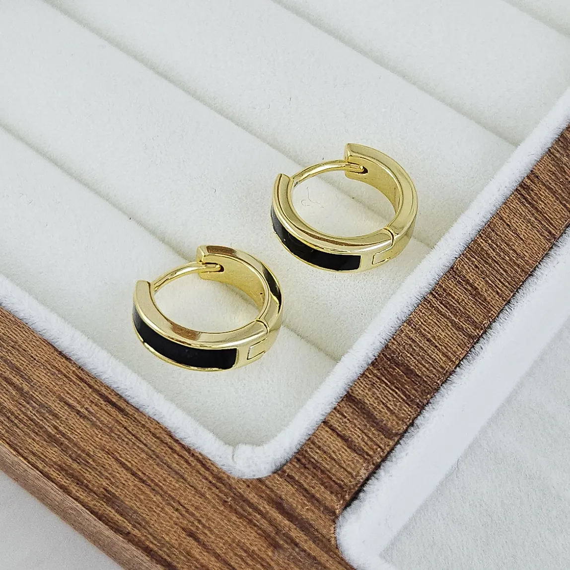 Швензы кольца, бублики, конго 13.5х3.5 мм с черной эмалью, позолота 14К (10241-З) купить с доставкой по России | Интернет-магазин Viva Beads