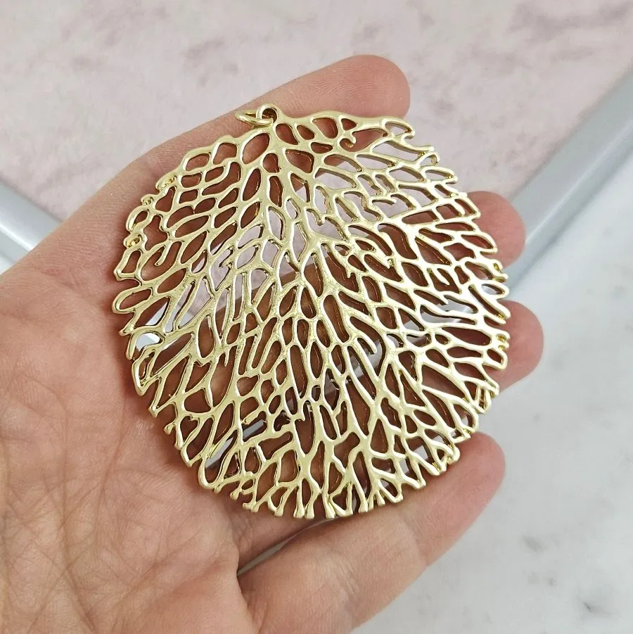 Подвеска кулон крупный Лист 65x62 мм позолота 14К (10184-З) купить с доставкой по России | Интернет-магазин Viva Beads