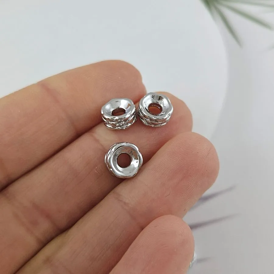 1 шт. Бусина разделитель 7.6х3.5 мм рондель, родиевое покрытие (9962-Р) купить в Воронеже | Заказать в интернет-магазине Viva Beads
