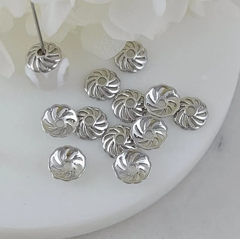 1 шт. Шапочка для бусин 8 мм, родиевое покрытие (10217-Р) купить с доставкой по России | Заказать в интернет-магазине Viva Beads
