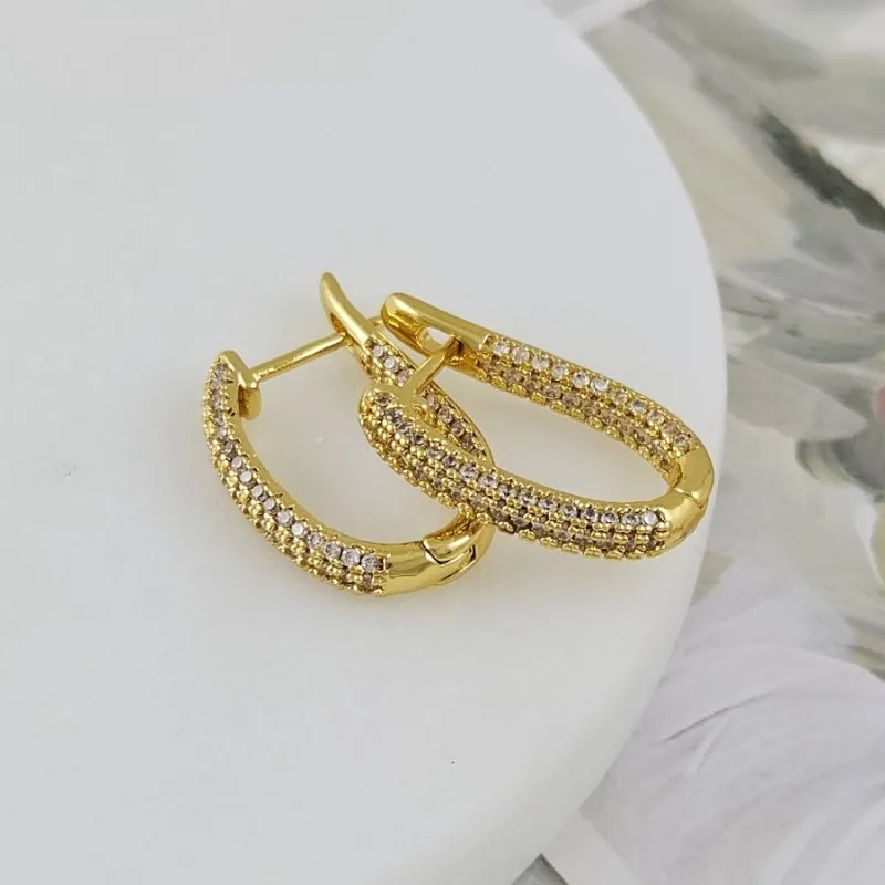 Швензы кольца с замком 21х3.3 мм с фианитами, позолота 14К (10143-З) швензы для серег купить с доставкой по России | Интернет-магазин Viva Beads