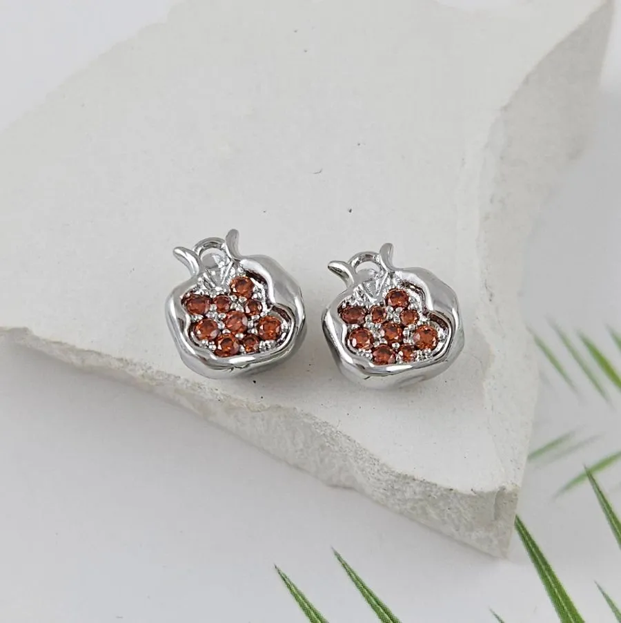 Подвеска Гранат 10.5x9.8x6.5 мм с фианитами, родиевое покрытие (5614-Р)