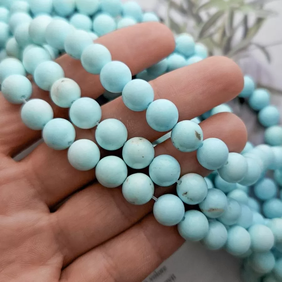 Нить 20 см Говлит натуральный 8 мм бусина гладкий шар, голубой (8894-8) для бижутерии купить с доставкой по России | Интернет‑магазин Viva Beads
