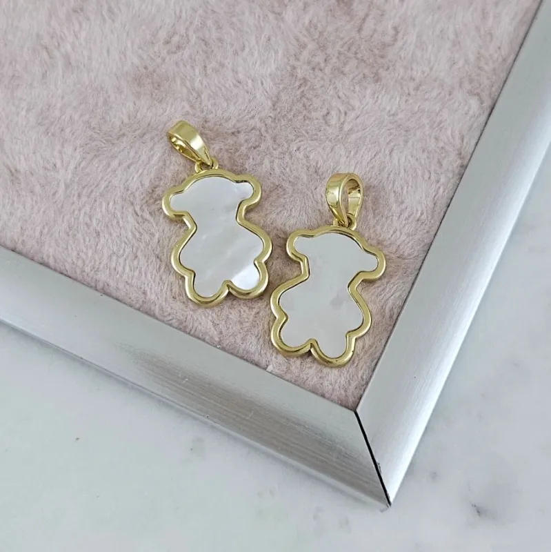 Подвеска Мишка с перламутром 19х12.6 мм позолота 14К (10182-З) купить с доставкой по России | Интернет-магазин Viva Beads