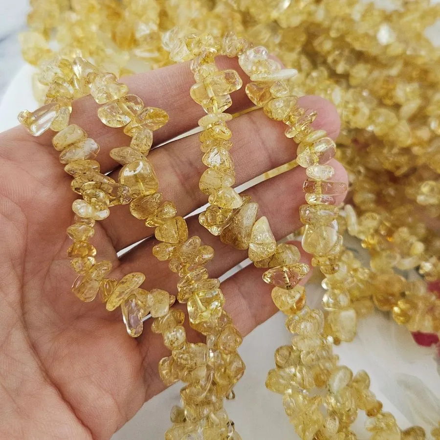 Нить 38 см Цитрин тонированный ок. 5-11 мм, бусины каменная крошка (7022) для бижутерии купить с доставкой по России | Интернет‑магазин Viva Beads
