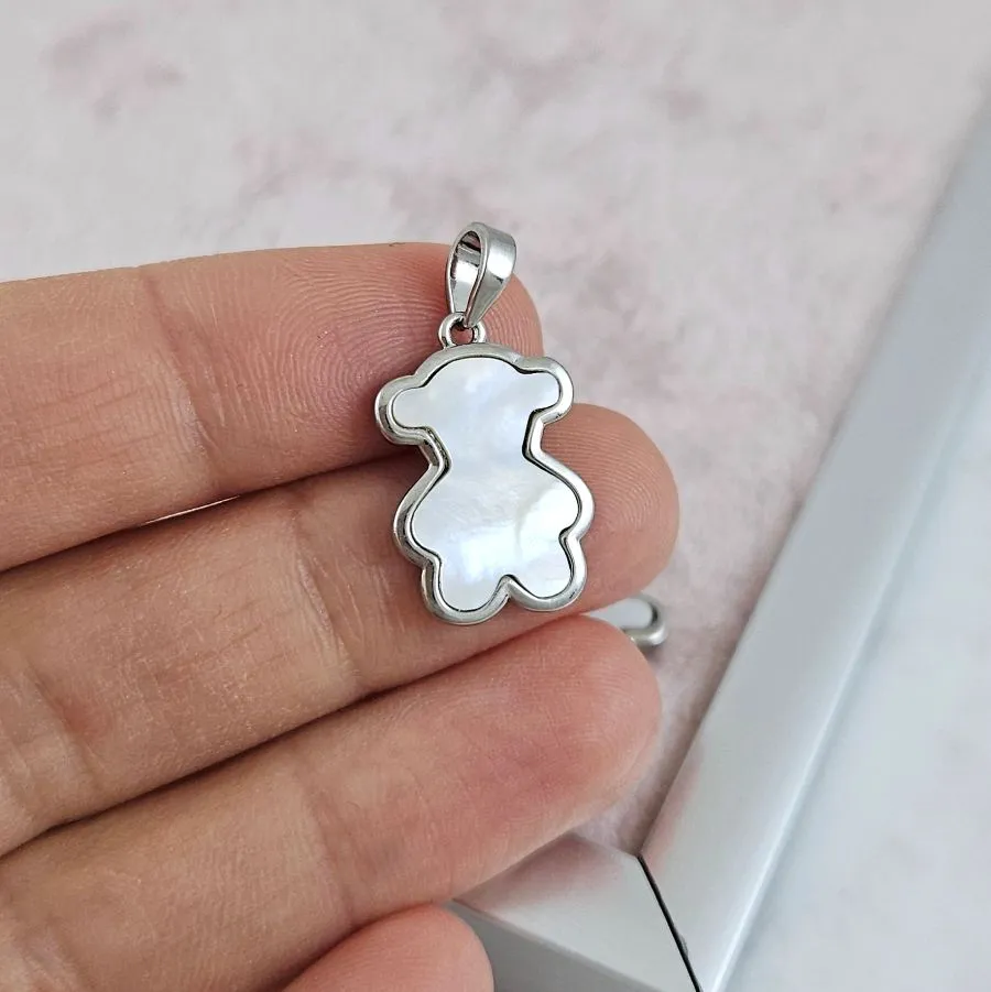 Подвеска Мишка с перламутром 19х12.6 мм родиевое покрытие (10182-Р) купить с доставкой по России | Интернет-магазин Viva Beads