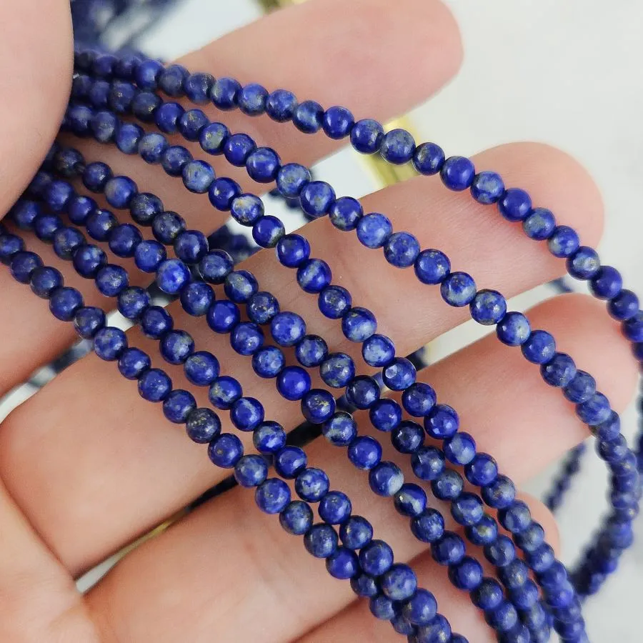 Нить 38 см Лазурит натуральный ок. 3 мм, бусины гладкий шар (2524-3) для бижутерии купить с доставкой по России | Интернет‑магазин Viva Beads
