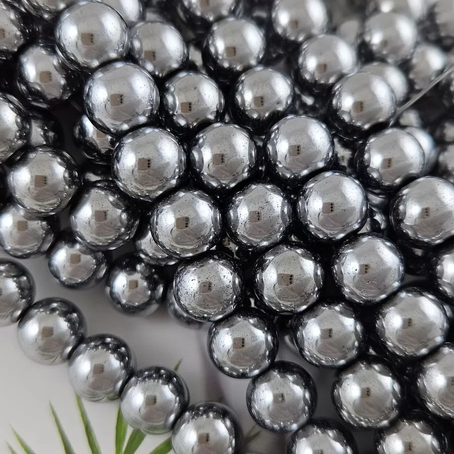 Нить 20 см Гематит, гематин 10 мм бусина гладкий шар, цвет платина (6000-10/НМ) купить в Воронеже | Заказать в интернет-магазине Viva Beads
