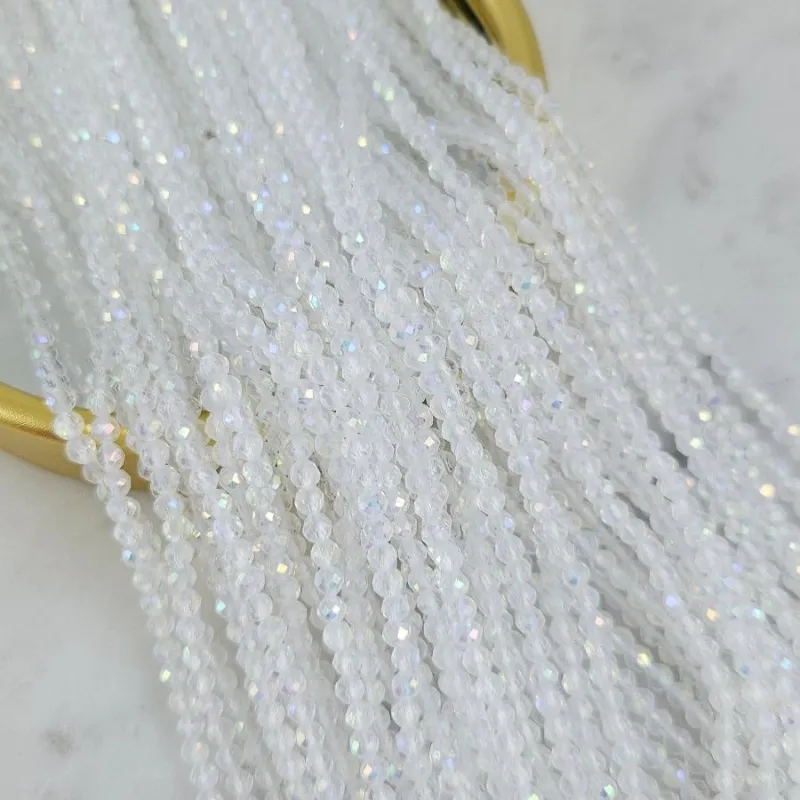 Нить 36 см Бусины стеклянные ок. 3 мм, граненый шар, прозрачный АВ (8466-3-ПРОЗАВ) купить с доставкой по России | Интернет-магазин Viva Beads