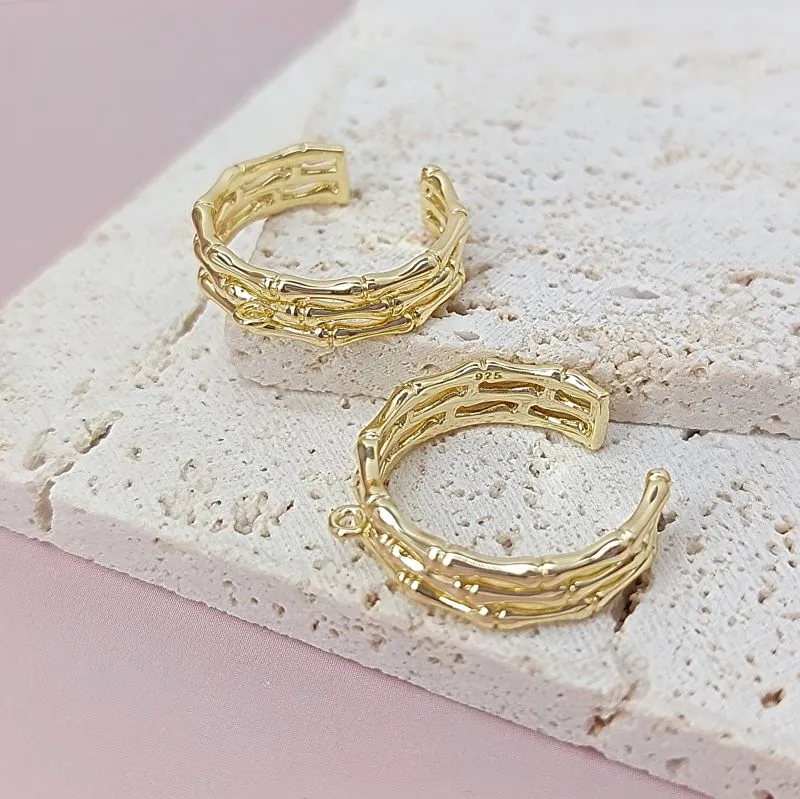 Основа для кольца с петелькой Бамбук свободный размер позолота 14к (7880-З) купить с доставкой по России | Интернет-магазин Viva Beads