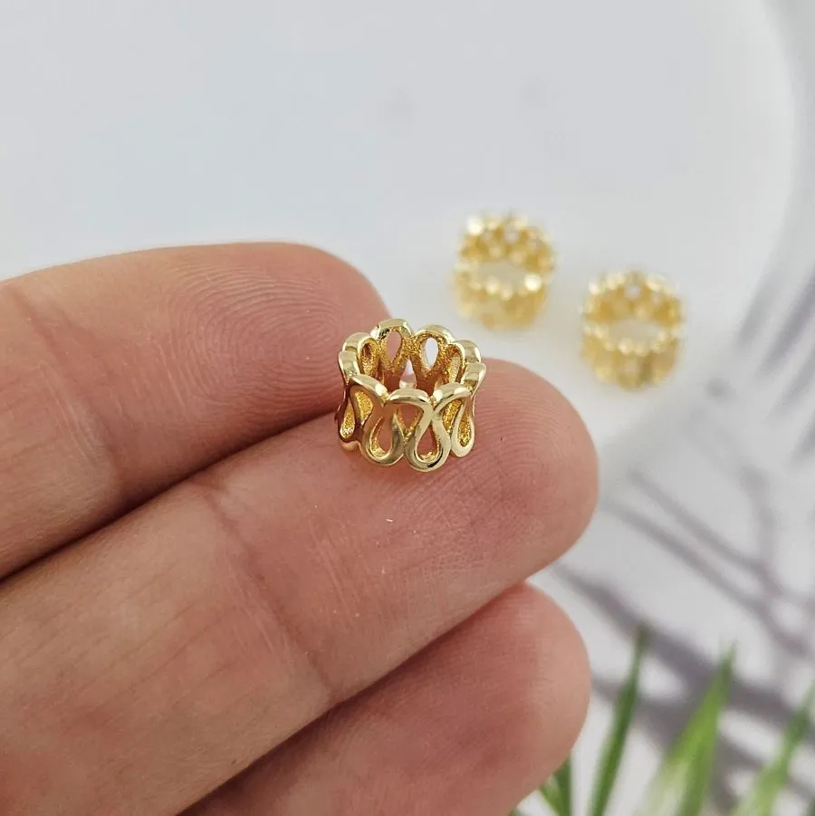 1 шт. Бусина разделитель 7.7х5.1 мм, внутренний d 5.1 мм, позолота 14К (10043-З) купить с доставкой по России | Интернет-магазин Viva Beads