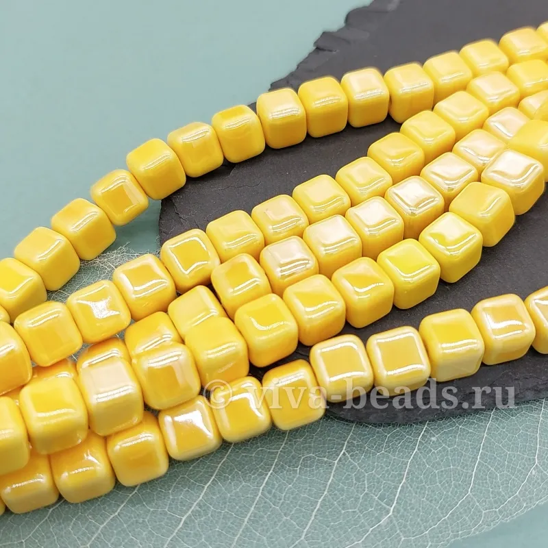 УЦЕНКА 1 шт. Бусина куб 8.5 мм желтый, керамика (6476-Ж-УЦ) купить с доставкой по России | Интернет-магазин Viva Beads