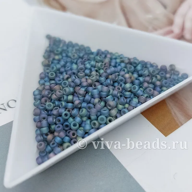 7 гр. Бисер японский MIYUKI размер 11 Matte Transparent Gray AB, 2x1.3 мм (7316-RR152FR) купить с доставкой по России | Интернет-магазин Viva Beads