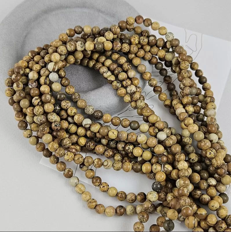 Нить 37 см Яшма пейзажная 6-6.5 мм бусина гладкий шар (9449-6) для бижутерии купить с доставкой по России | Интернет‑магазин Viva Beads
