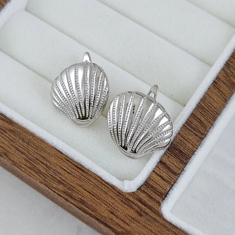 Швензы Ракушка 16.3х16.8 мм с английским замком, родиевое покрытие (10291-Р) швензы для серег купить с доставкой по России | Интернет-магазин Viva Beads