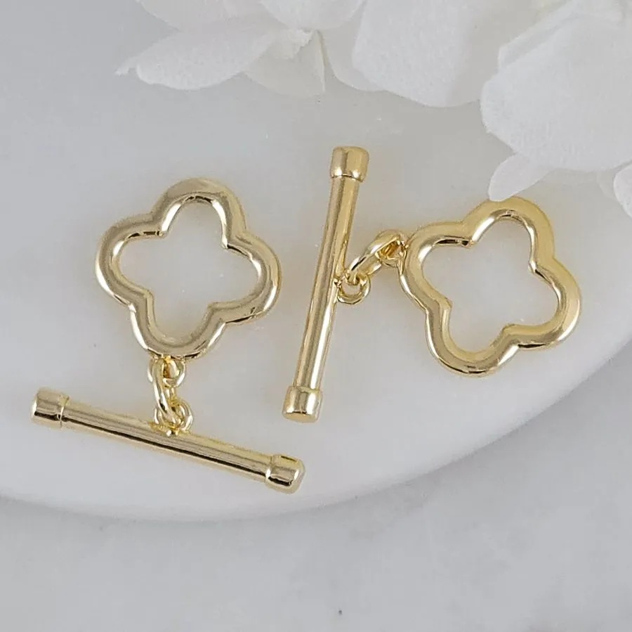 Замок тоггл Клевер 16х14 мм, 21х4 мм позолота 14К (4720-З) замок для украшений купить с доставкой по России | Интернет-магазин Viva Beads