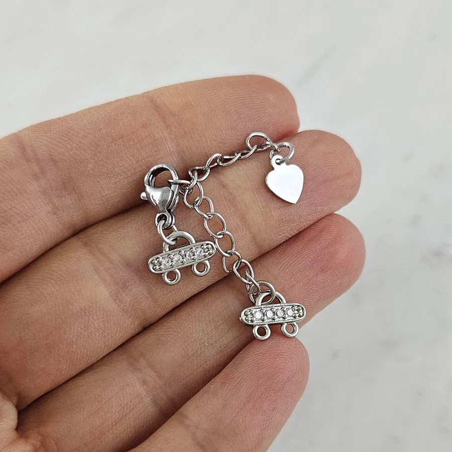 Замок лобстер 10 мм с коннекторами на 2 нити, с фианитами, родиевое покр. (9572-Р) замок для украшений купить с доставкой по России | Интернет-магазин Viva Beads