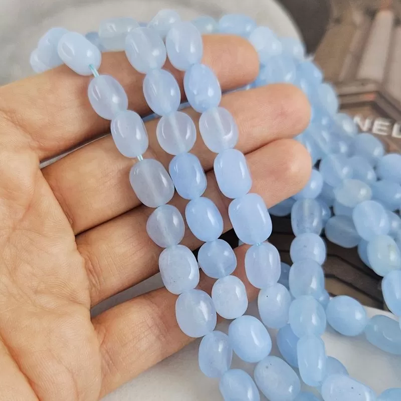 Нить 17.5-18 см Жадеит натуральный тонированный 8-9x8-12 мм фри форм, галтовка, голубой (8911) для бижутерии купить с доставкой по России | Интернет‑магазин Viva Beads
