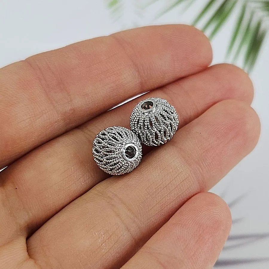 1 шт. Бусина 10 мм ажурная, родиевое покрытие (9979-Р) купить в Воронеже | Заказать в интернет-магазине Viva Beads
