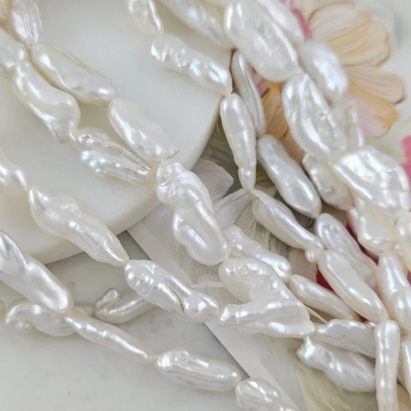 1 шт. Жемчуг Бива натуральный речной 7-10х13-20 мм,  белый А+ (7636)  купить с доставкой по России | Интернет-магазин Viva Beads