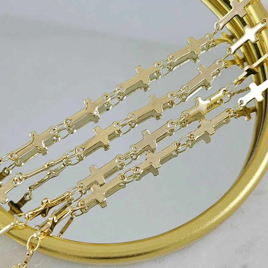 10 см Цепь с крестами 5 мм толщиной, позолота 14К (10289-З) купить с доставкой по России | Интернет-магазин Viva Beads