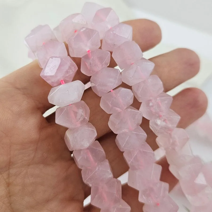 1 шт. Розовый кварц 16-21х7-7.5 мм бусины с крупными гранями (1009-РК) купить в Воронеже | Заказать в интернет-магазине Viva Beads
