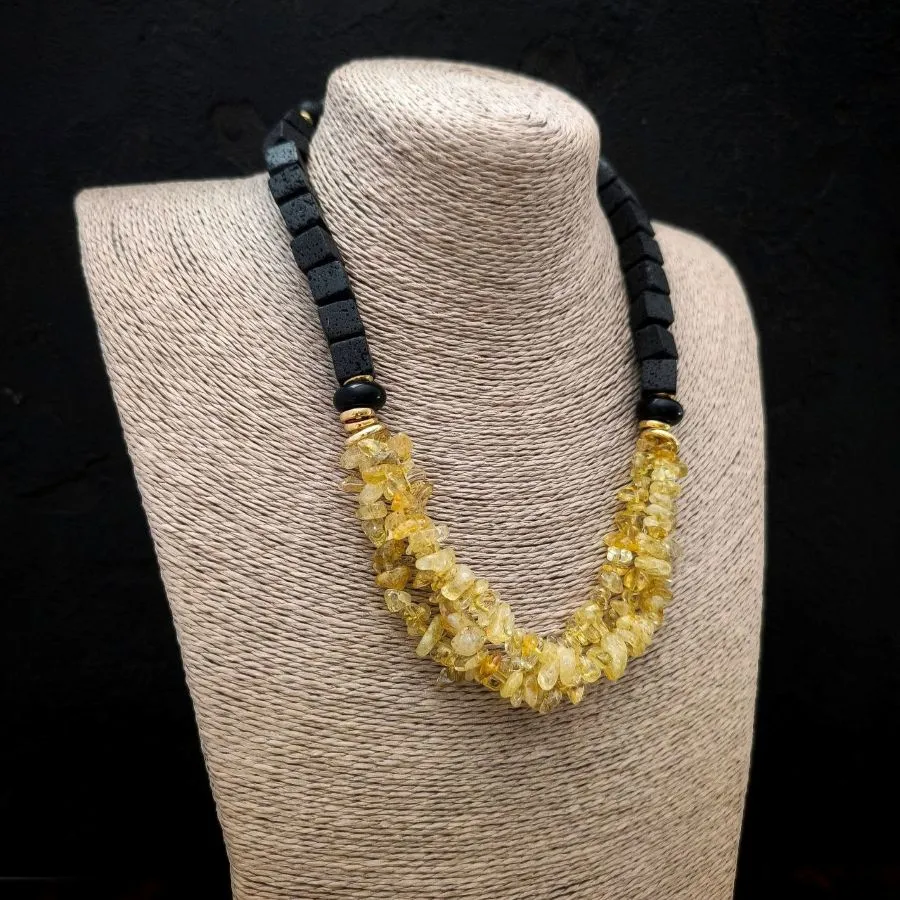 Многорядное колье с цитрином и лавой - набор материалов (НАБОР-80) купить с доставкой по России | Интернет-магазин Viva Beads