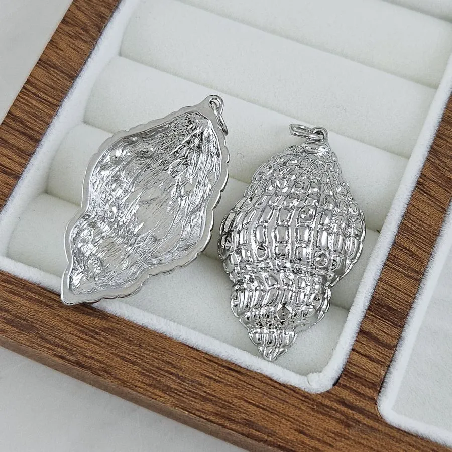 Подвеска кулон Ракушка 40x22 мм, родиевое покрытие (10281-Р) купить с доставкой по России | Интернет-магазин Viva Beads