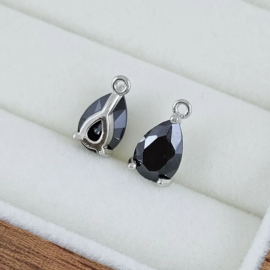 Подвеска Капля 11.6х6.5х4.2 мм с фианитом, черный, родиевое покрытие (10224-ЧР) купить с доставкой по России | Интернет-магазин Viva Beads