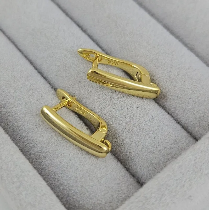 Швензы с замком базовые 16х3 мм позолота 14К (5382-З) швензы для серег купить с доставкой по России | Интернет-магазин Viva Beads