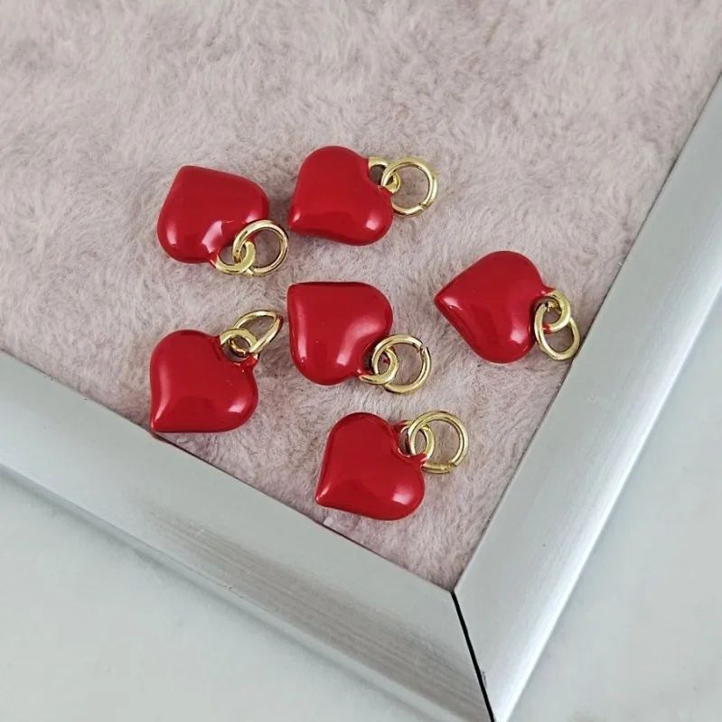 Подвеска Сердце 11x9.6х4.3 мм красная эмаль, позолота 14К (10180-З) купить с доставкой по России | Интернет-магазин Viva Beads