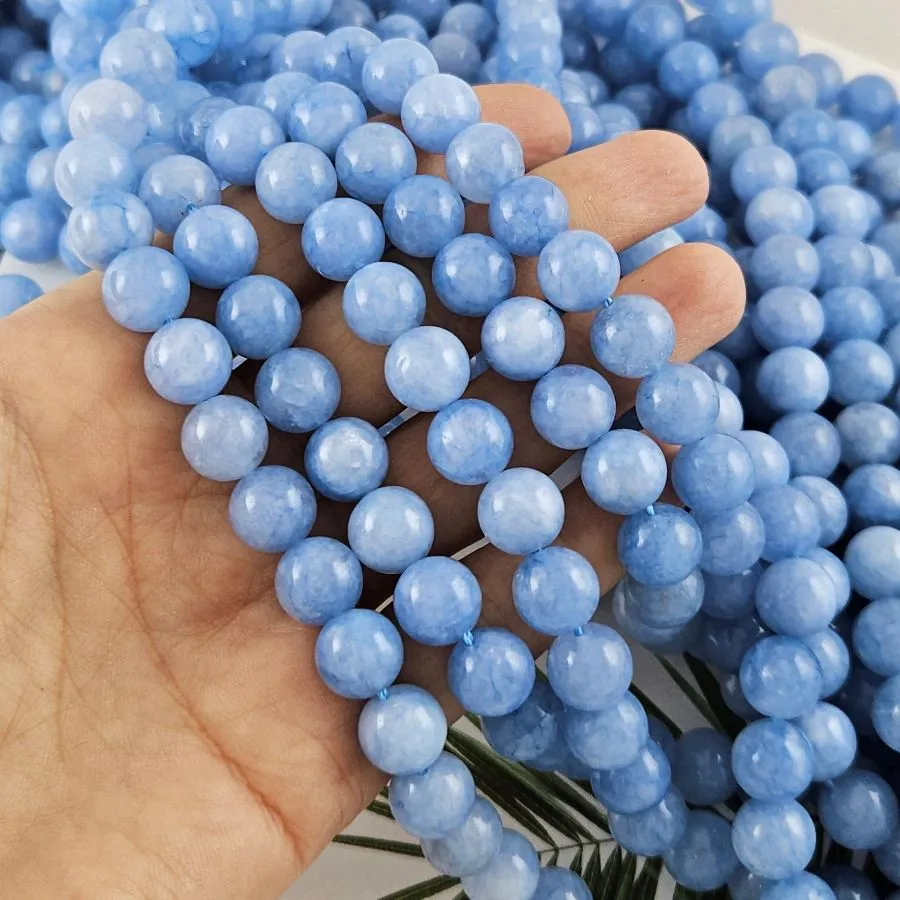 Нить 19 см Кварц тонированный 10-10.3 мм гладкие бусины, голубой  (10026-10) купить в Воронеже | Заказать в интернет-магазине Viva Beads
