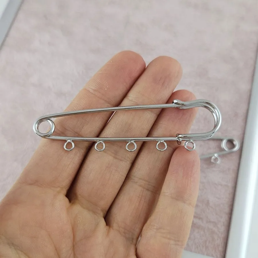 Булавка основа для броши 70 мм, 5 петель, родиевое покрытие (9600-Р/70) купить с доставкой по России | Интернет-магазин Viva Beads