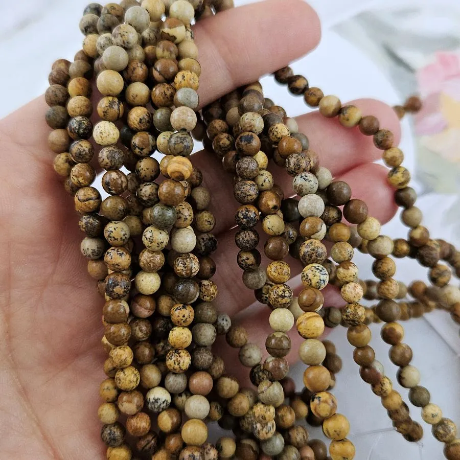 Нить 37 см Яшма пейзажная 4.5-4.7 мм бусина гладкий шар (9449-4) для бижутерии купить с доставкой по России | Интернет‑магазин Viva Beads
