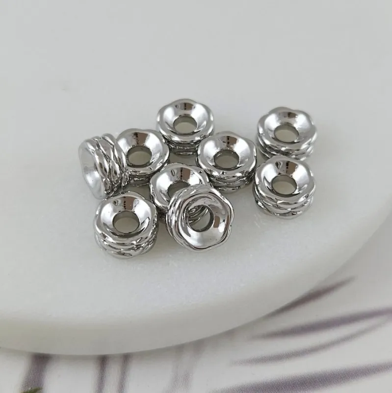 1 шт. Бусина разделитель 7.6х3.5 мм рондель, родиевое покрытие (9962-Р) купить в Воронеже | Заказать в интернет-магазине Viva Beads
