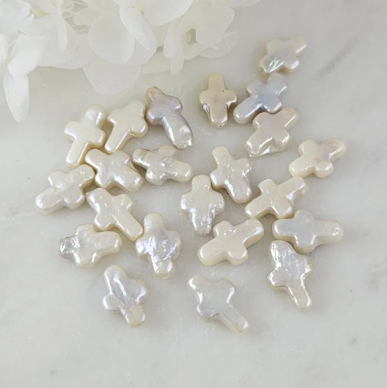 1 шт. Жемчуг речной барокко 7-9х12-14 мм форма креста белый А+ (4337-мини) купить с доставкой по России | Интернет-магазин Viva Beads