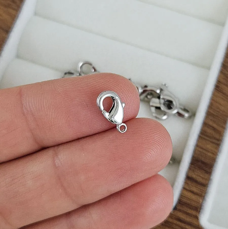 Замок лобстер 10 мм родиевое покрытие (2472-10-Р) замок для украшений купить с доставкой по России | Интернет-магазин Viva Beads