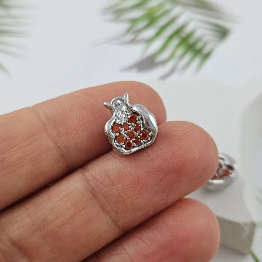 Подвеска Гранат 10.5x9.8x6.5 мм с фианитами, родиевое покрытие (5614-Р)