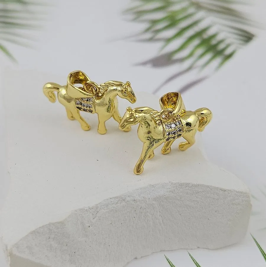 Подвеска Лошадь 14.4x20 мм с фианитами, родиевое покрытие (9988-Р)