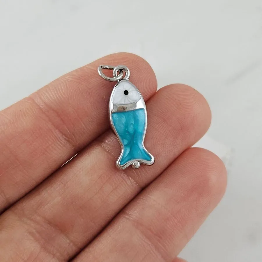 Подвеска Рыба 20.8х8 мм с эмалью, родиевое покрытие (10118-Р) купить с доставкой по России | Интернет-магазин Viva Beads