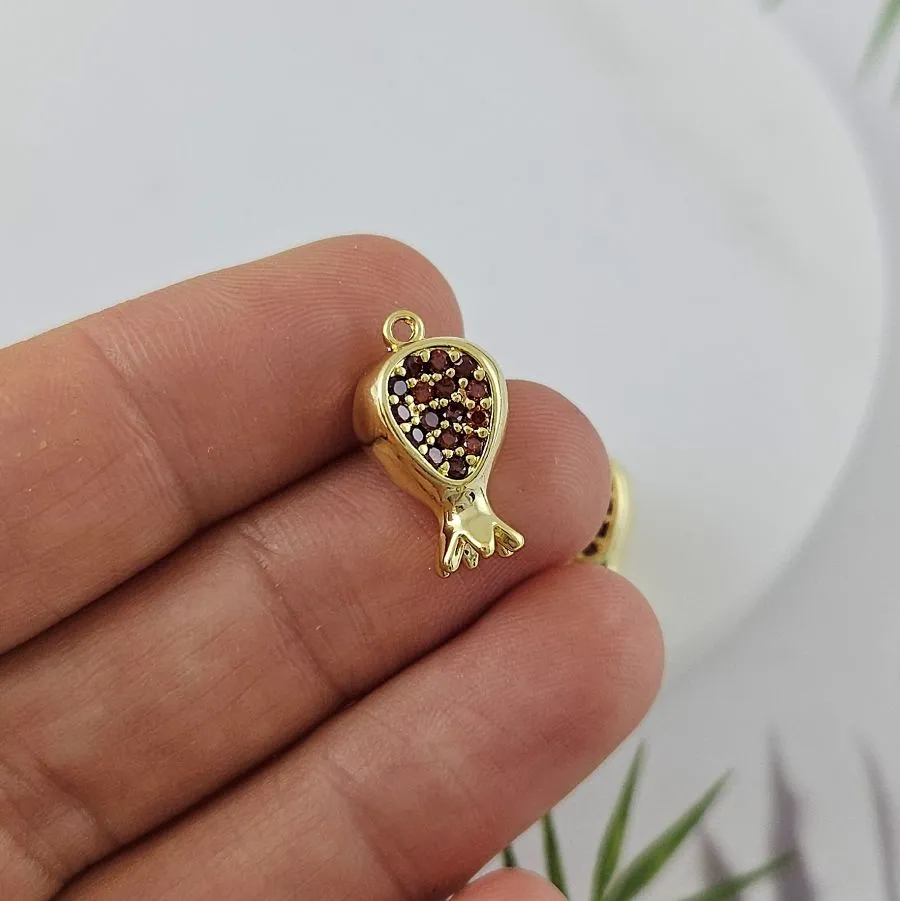 Подвеска Гранат 17x10 мм с фианитами, позолота 14К (9955-З)