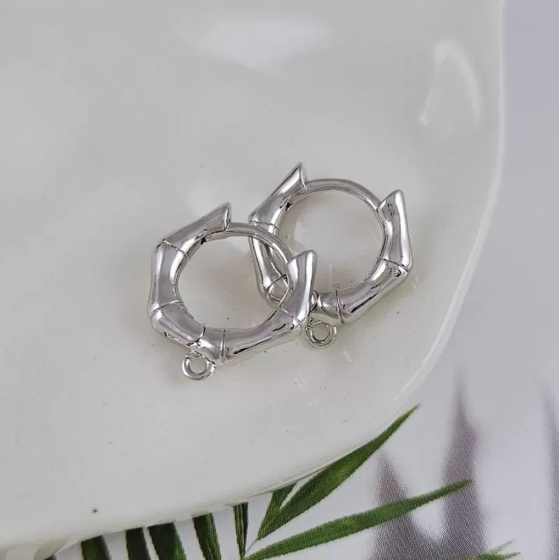 Швензы с замком Бамбук 15х3 мм родиевое покрытие (5170-Р)  купить в Воронеже | Заказать в интернет-магазине Viva Beads
 Швензы с замком Бамбук 15х3 мм родиевое покрытие (5170-Р)  купить в Воронеже | Заказать в интернет-магазине Viva Beads