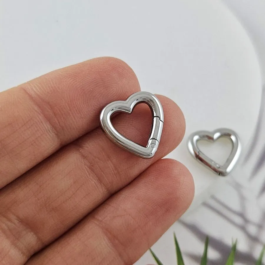 Замок карабин сердце ок. 14х14х2.5 мм нержавеющая сталь (10059-14) замок для украшений купить с доставкой по России | Интернет-магазин Viva Beads