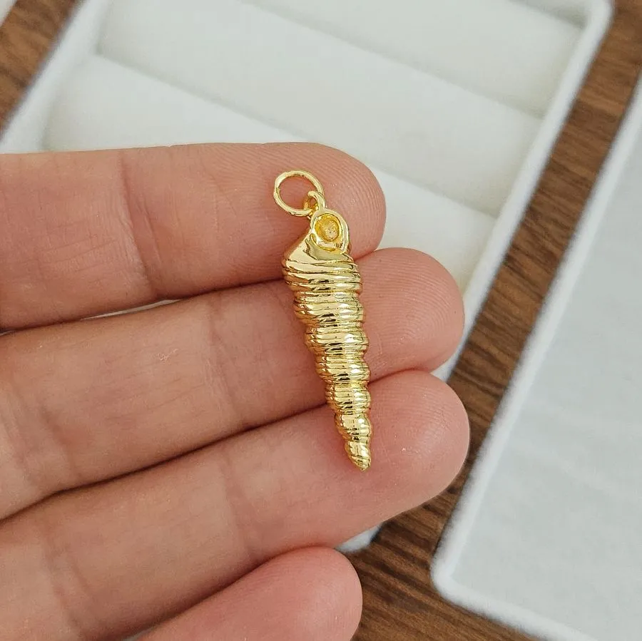 Подвеска кулон Ракушка 26.6x7.4 мм, позолота 14К (10283-З) купить с доставкой по России | Интернет-магазин Viva Beads