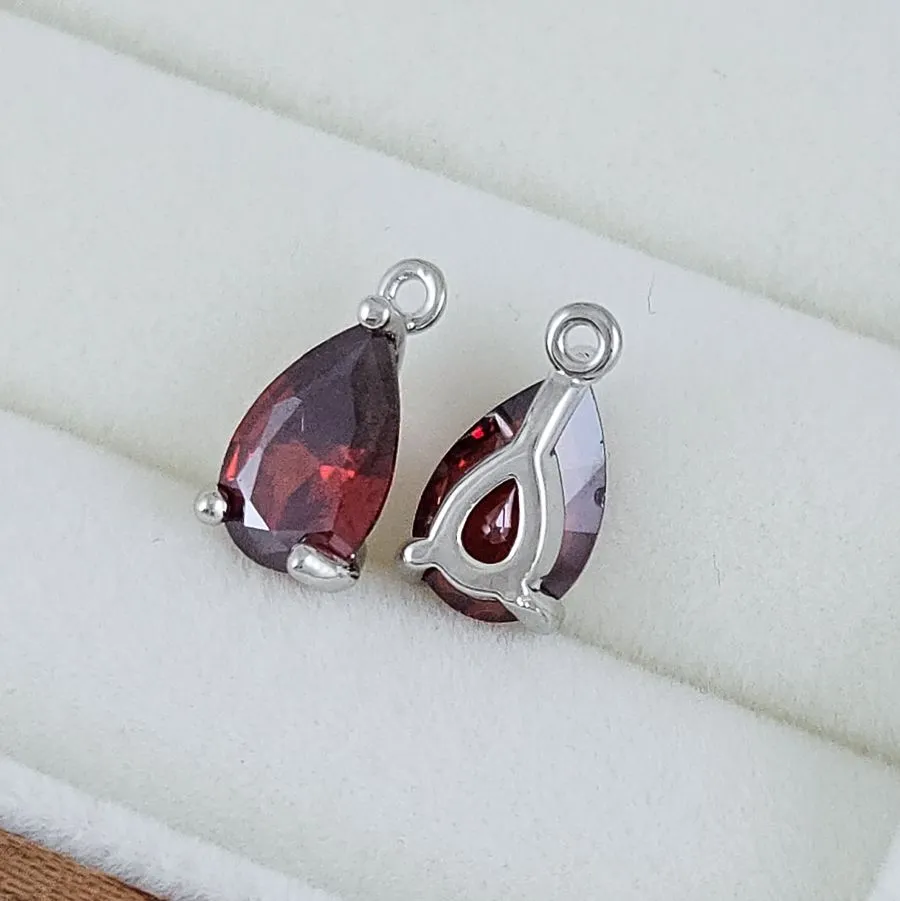 Подвеска Капля 11.6х6.5х4.2 мм с фианитом, бордовый, родиевое покрытие (10224-РБОР) купить с доставкой по России | Интернет-магазин Viva Beads