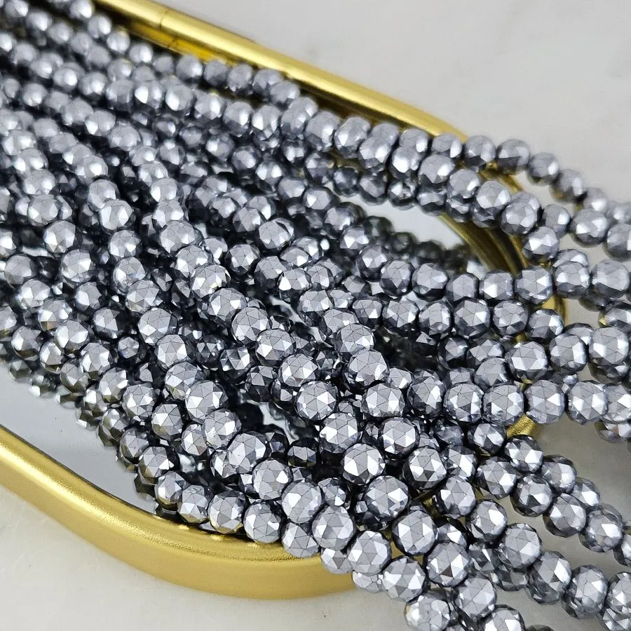 Нить 19 см Гематит, гематин 6 мм бусина ювелирной огранки, цвет платина (9028-6-П) для бижутерии купить с доставкой по России | Интернет‑магазин Viva Beads
