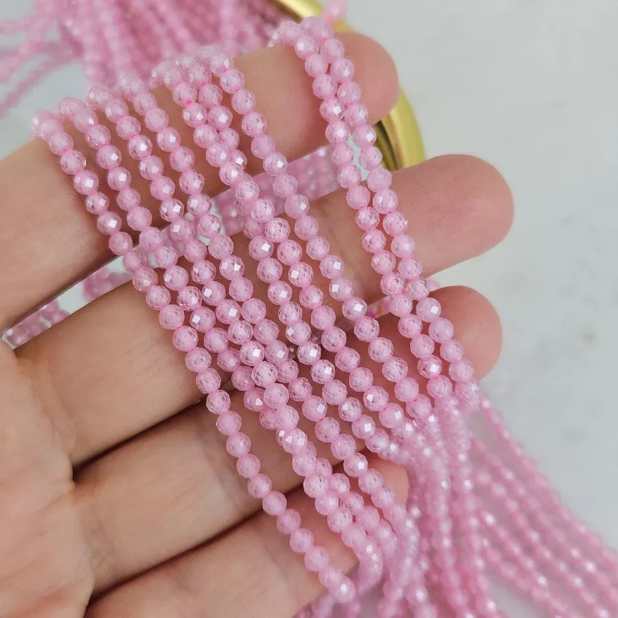 Нить 18 см Фианиты 3 мм граненые бусины, розовый (5472-РОЗ) купить с доставкой по России | Интернет-магазин Viva Beads